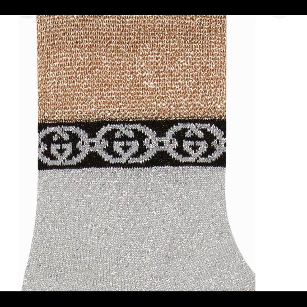 NWT Gucci Authentic Metallic Interlocking Socks Large - Picture 6 of 11